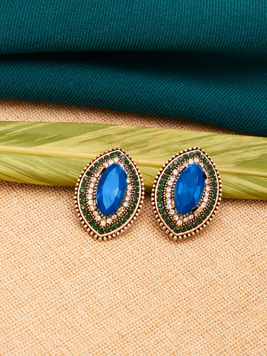 Gold Plated Designer Stone Stud