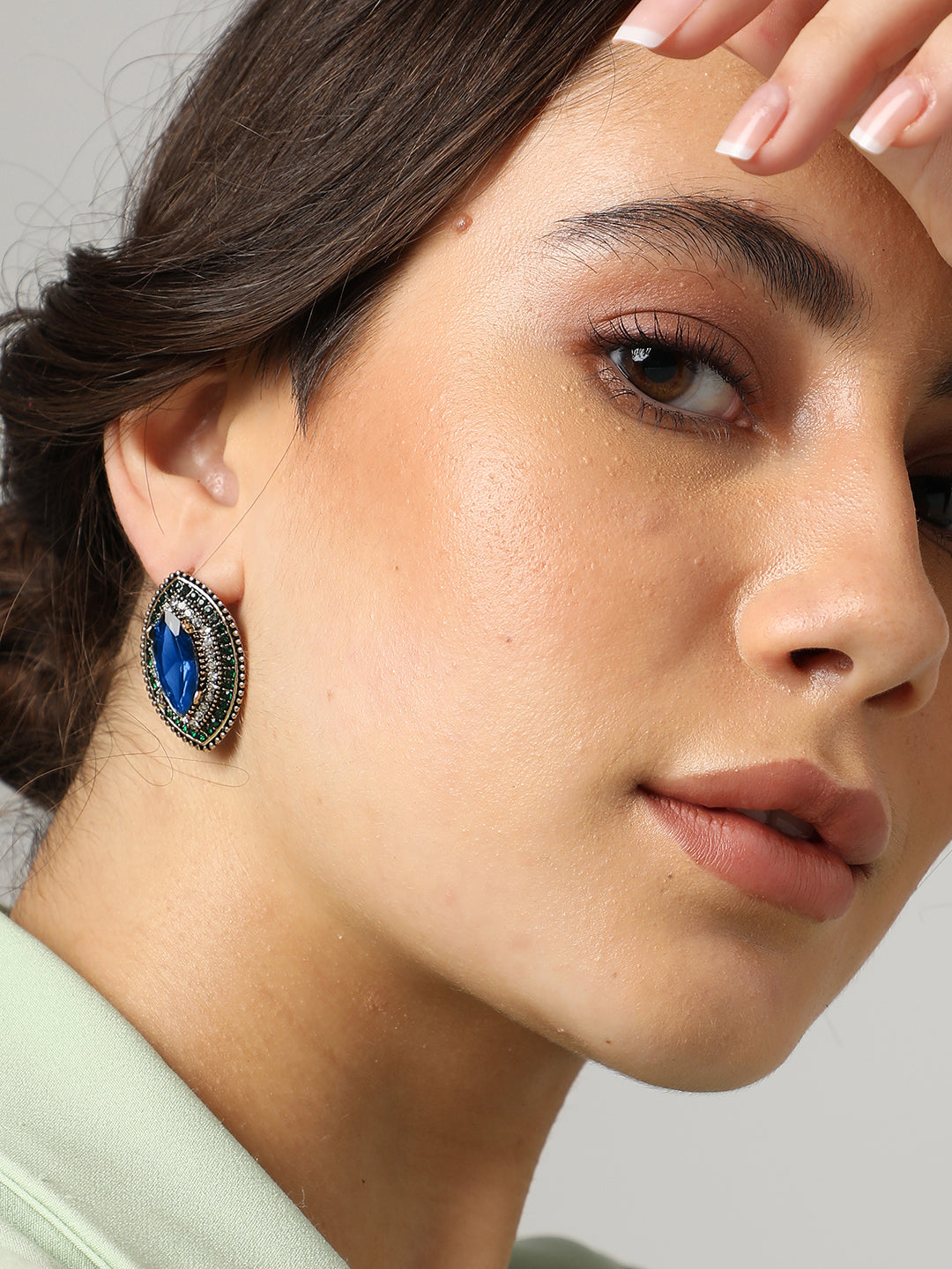 Gold Plated Designer Stone Stud