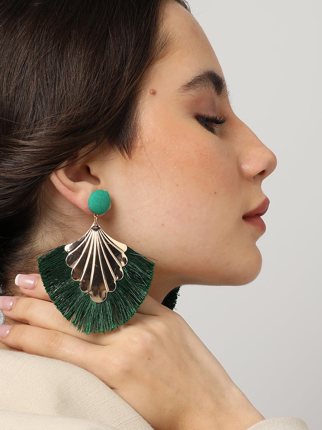 Gold Plated Designer Stone Drop Earring