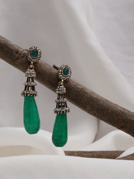 Gold Plated Designer Stone Drop Earring