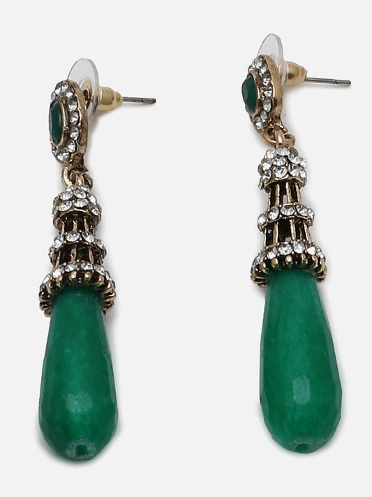 Gold Plated Designer Stone Drop Earring