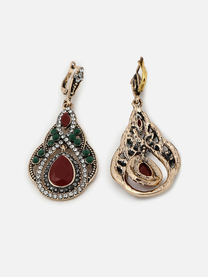 Gold Plated Designer Stone Drop Earring