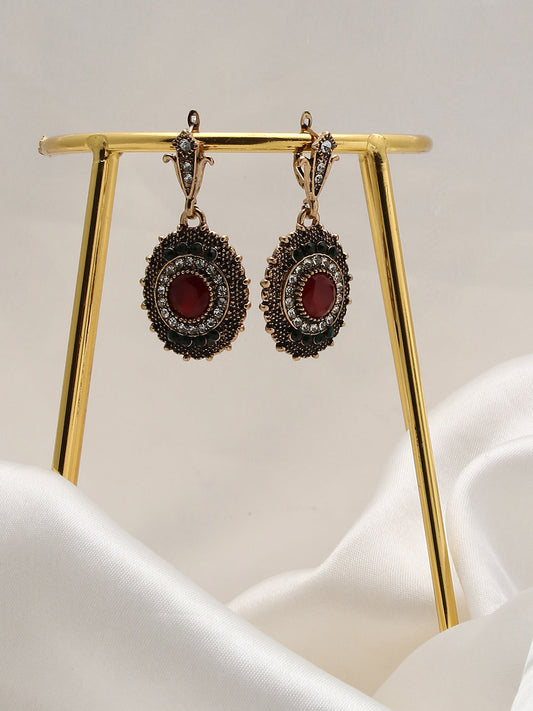 Gold Plated Designer Stone Drop Earring