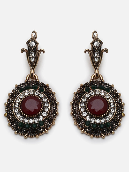 Gold Plated Designer Stone Drop Earring