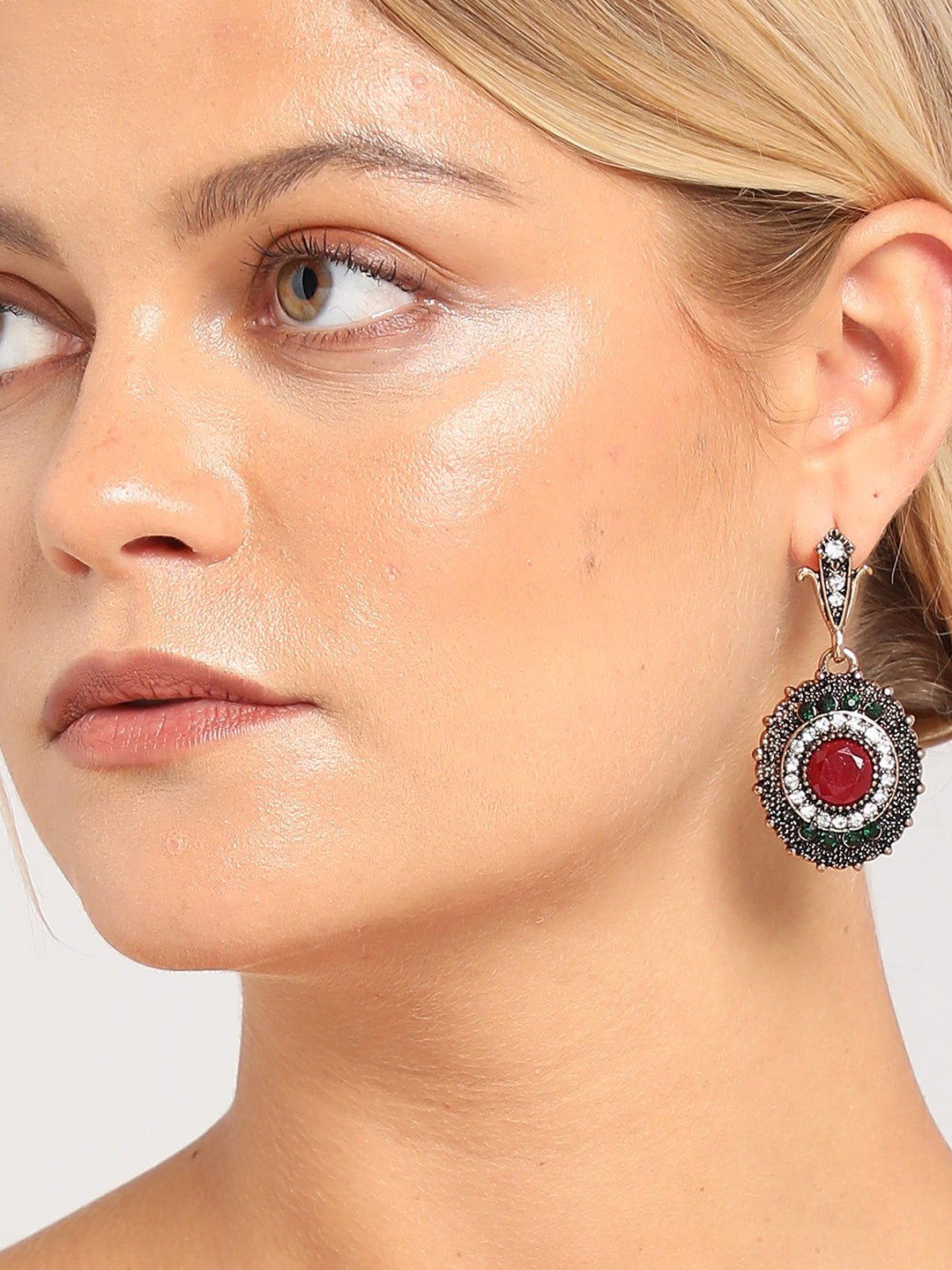 Gold Plated Designer Stone Drop Earring