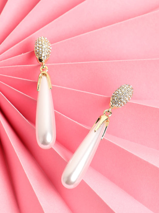 GOLD PLATED PEARLS DROP EARRING WOMEN AND GIRLS
