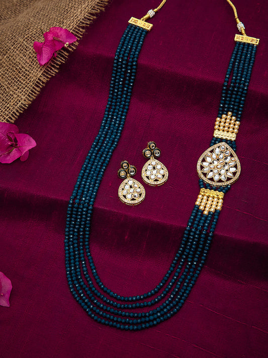 AMERICAN DIAMOND BROOCH MALA & EARRING SET