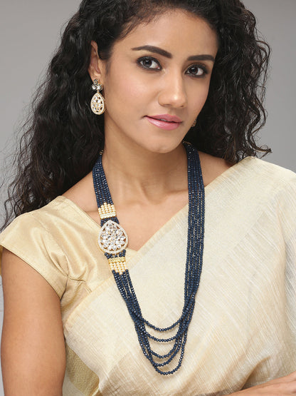 AMERICAN DIAMOND BROOCH MALA & EARRING SET