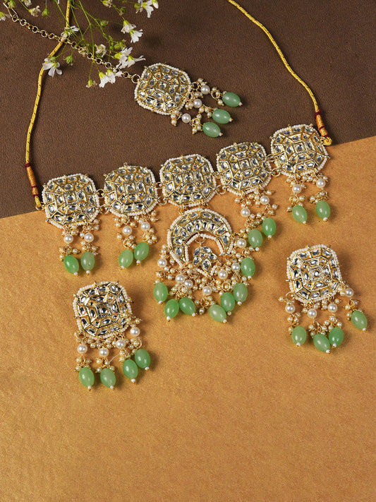 GOLD KUNDAN BRIDAL JEWELLERY SET