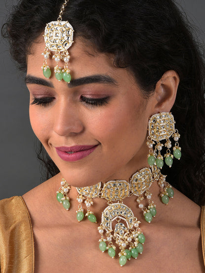 GOLD KUNDAN BRIDAL JEWELLERY SET