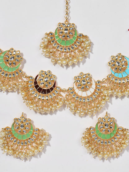 MULTI COLOUR MEENAKARI JEWELLERY SET