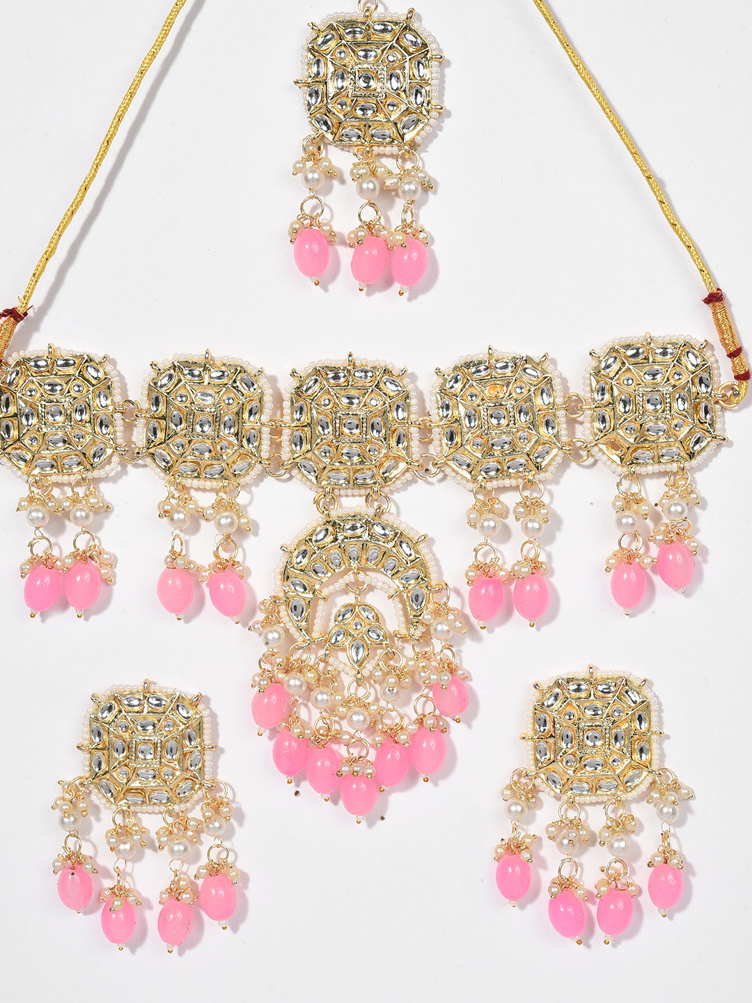 PINK KUNDAN BRIDAL JEWELLERY SET