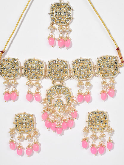 PINK KUNDAN BRIDAL JEWELLERY SET