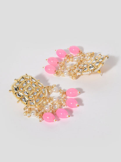 PINK KUNDAN BRIDAL JEWELLERY SET