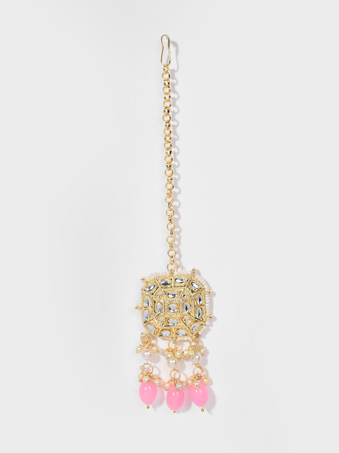 PINK KUNDAN BRIDAL JEWELLERY SET
