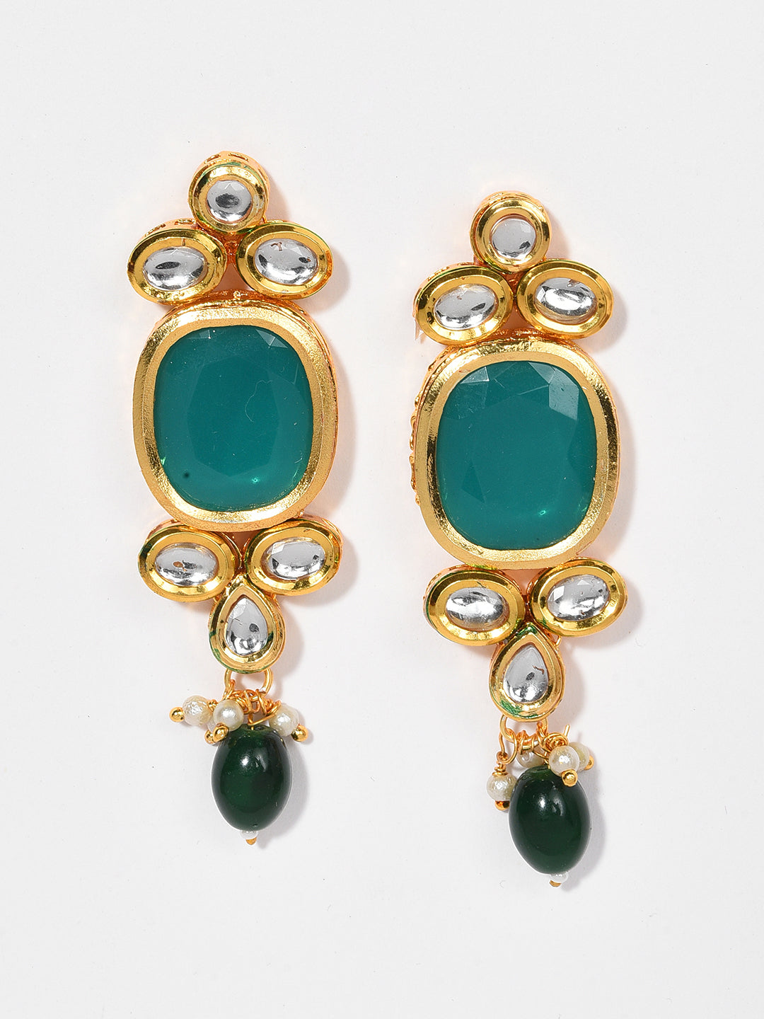 GREEN KUNDAN CHOKER WITH EARRINGS