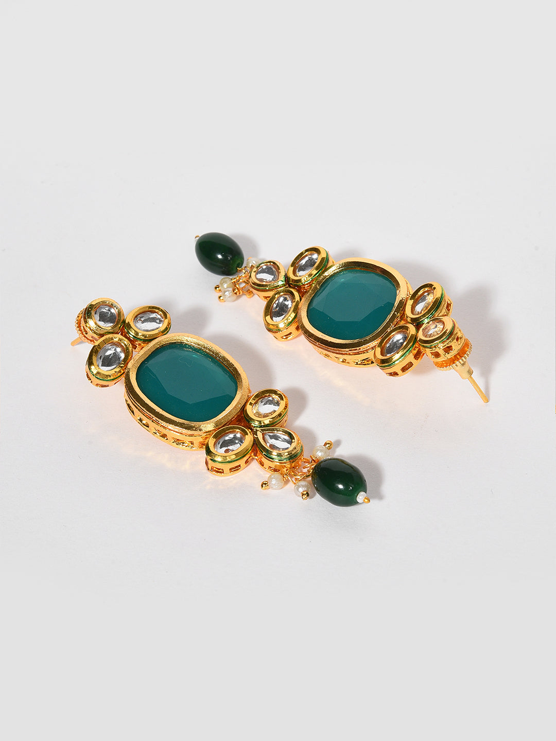GREEN KUNDAN CHOKER WITH EARRINGS