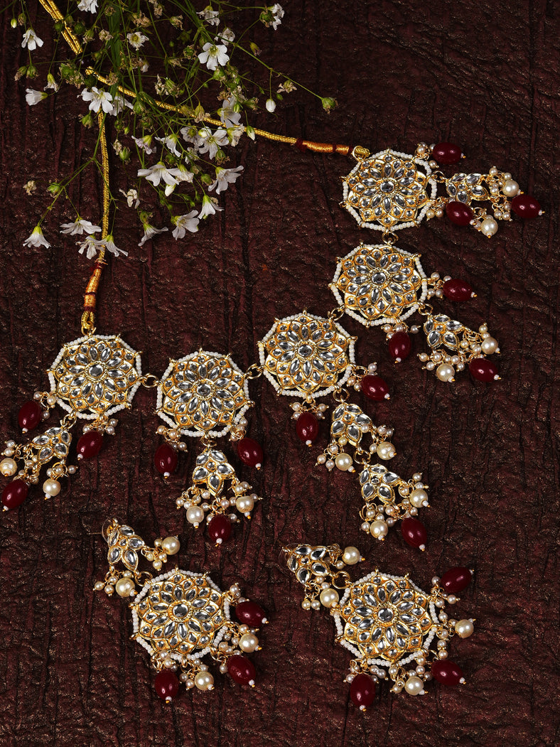 MAROON CHOKER WITH EARRING SET