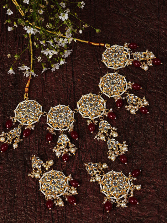 MAROON CHOKER WITH EARRING SET