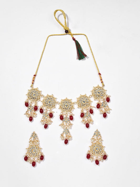 MAROON CHOKER WITH EARRING SET