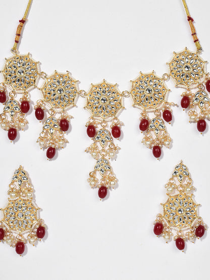 MAROON CHOKER WITH EARRING SET