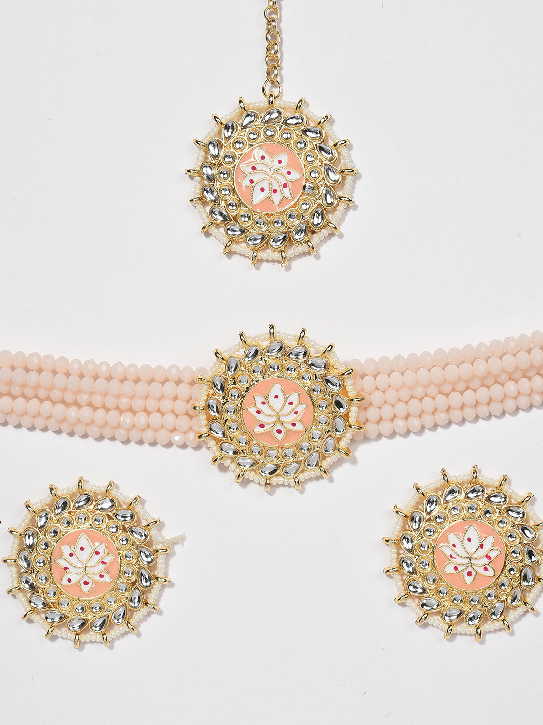 WHITE BEADS ROUND CHOKER SET