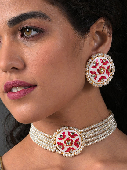 PINK ROUND CHOKER SET