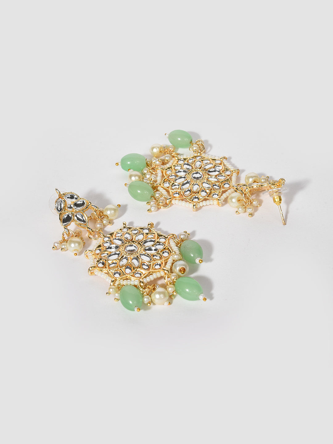 GREEN KUNDAN CHOKER WITH EARRING SET