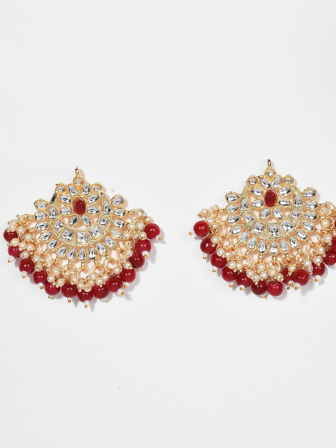 MAROON NECKLACE WITH EARRING & MAANGTIKA SET