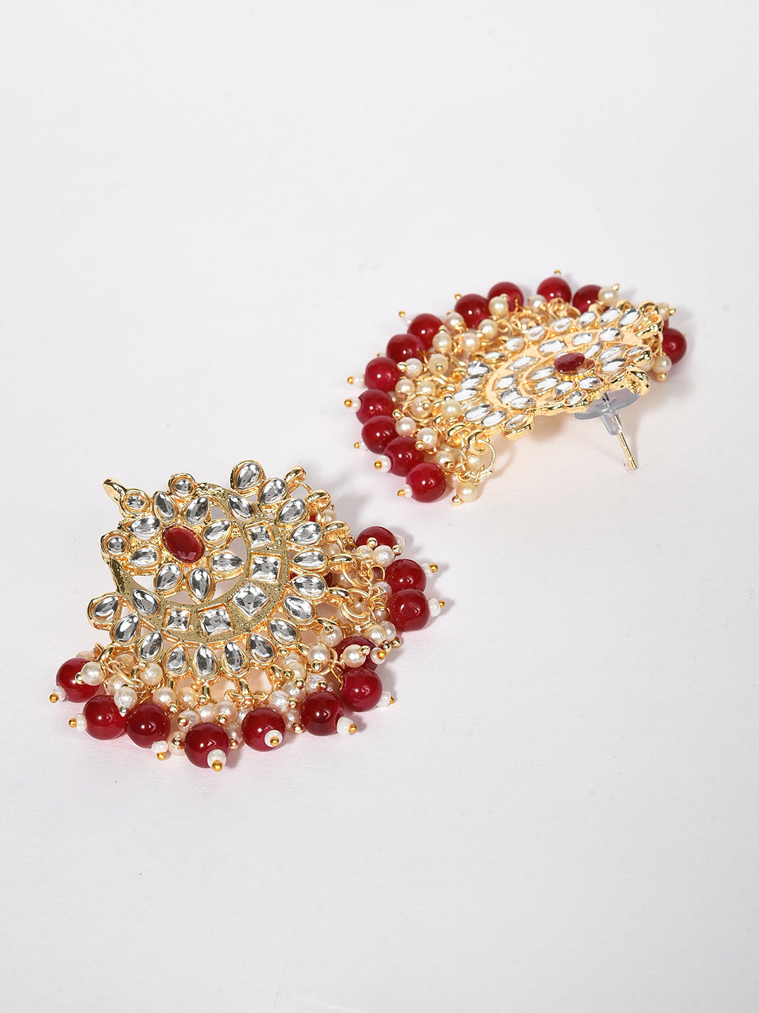 MAROON NECKLACE WITH EARRING & MAANGTIKA SET