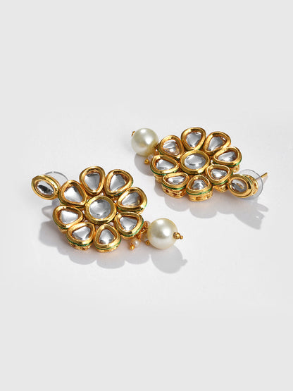 WHITE KUNDAN CHOKER WITH EARRINGS SET