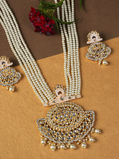 WHITE RANI HAAR WITH EARRING SET