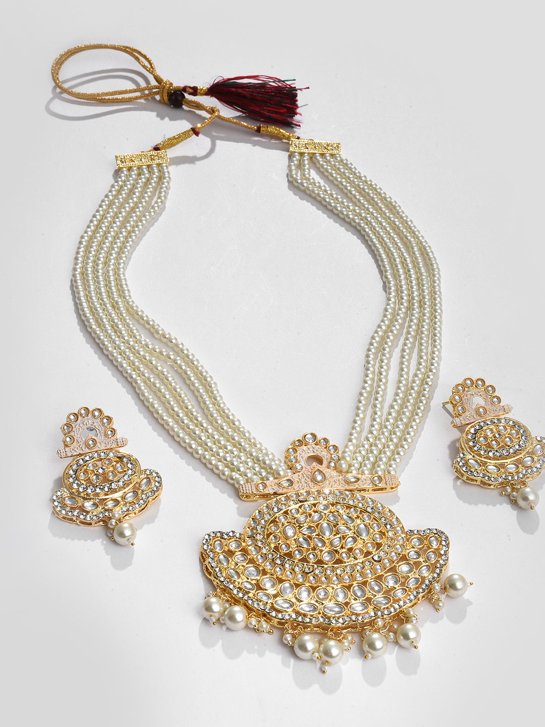 WHITE RANI HAAR WITH EARRING SET