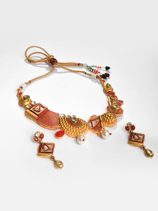 MULTI COLOURED CHOKER WITH EARRINGS