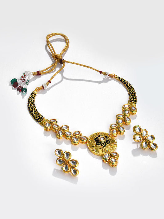 BLACK MEENAKARI & KUNDAN SET
