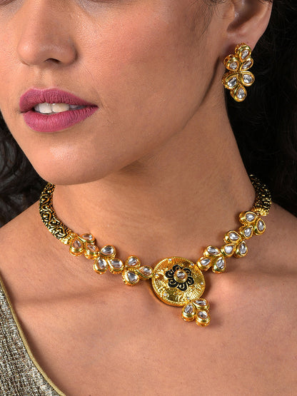 BLACK MEENAKARI & KUNDAN SET