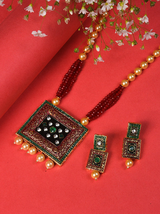 MULTI COLOURED SQUARE MALA WITH EARRINGS