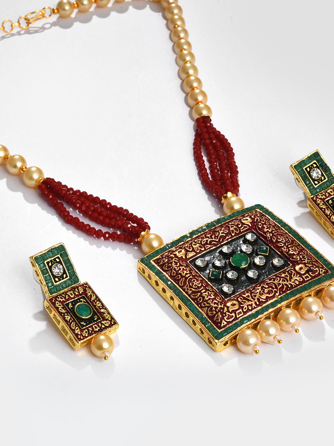 MULTI COLOURED SQUARE MALA WITH EARRINGS
