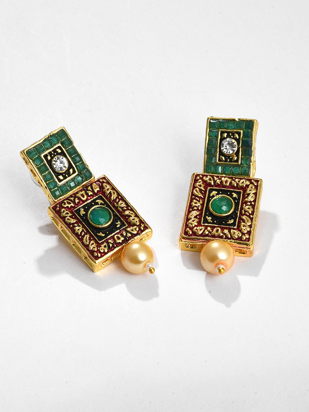 MULTI COLOURED SQUARE MALA WITH EARRINGS