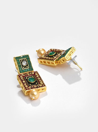 MULTI COLOURED SQUARE MALA WITH EARRINGS