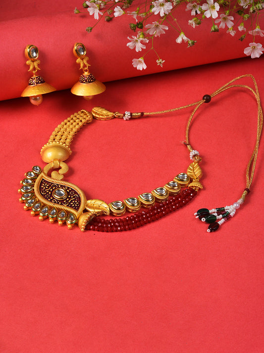 KUNDAN & MEENAKARI BEADED CHOKER SET
