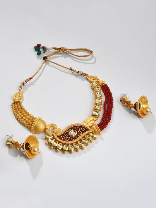 KUNDAN & MEENAKARI BEADED CHOKER SET