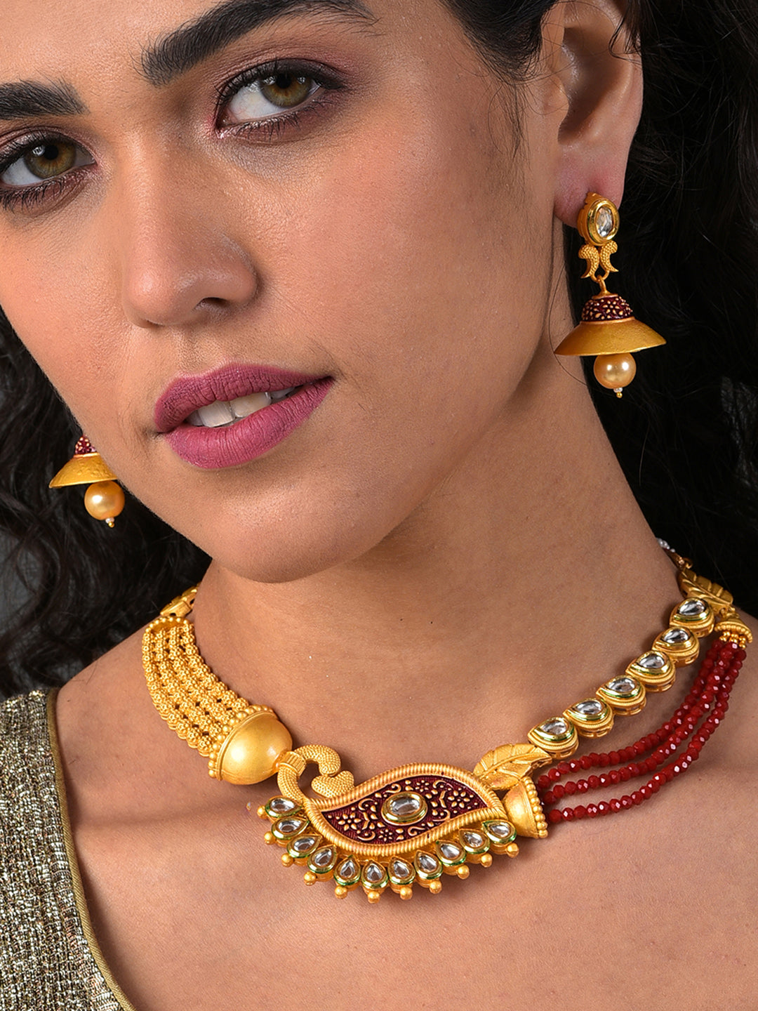 KUNDAN & MEENAKARI BEADED CHOKER SET