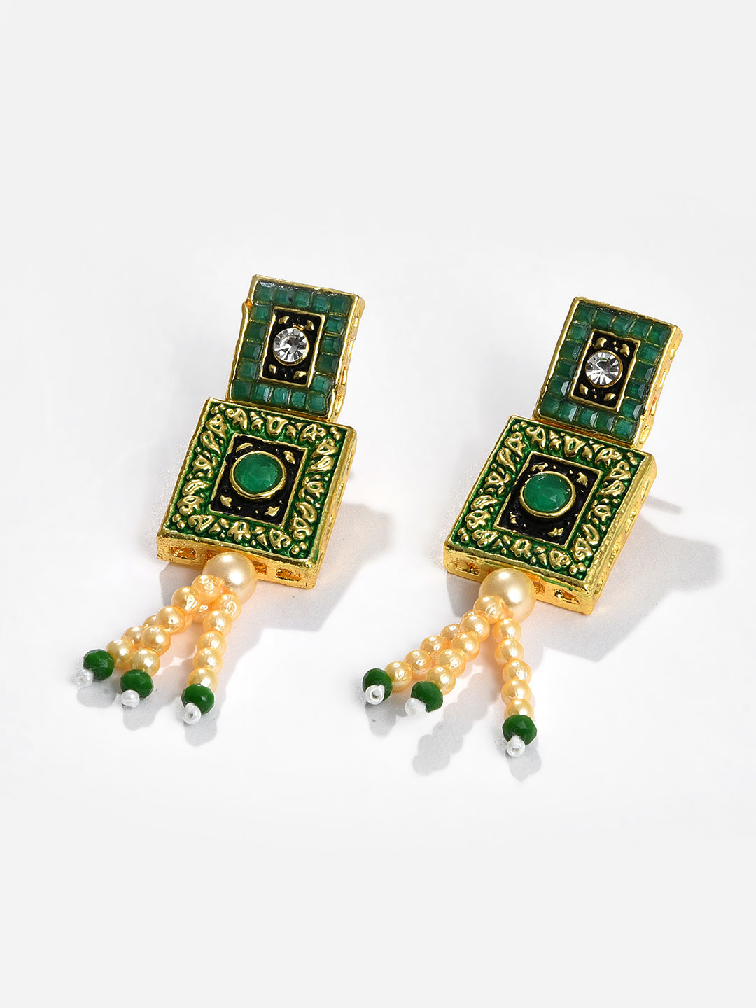 MEENAKARI SQUARE PENDANT MALA SET