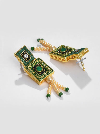 MEENAKARI SQUARE PENDANT MALA SET