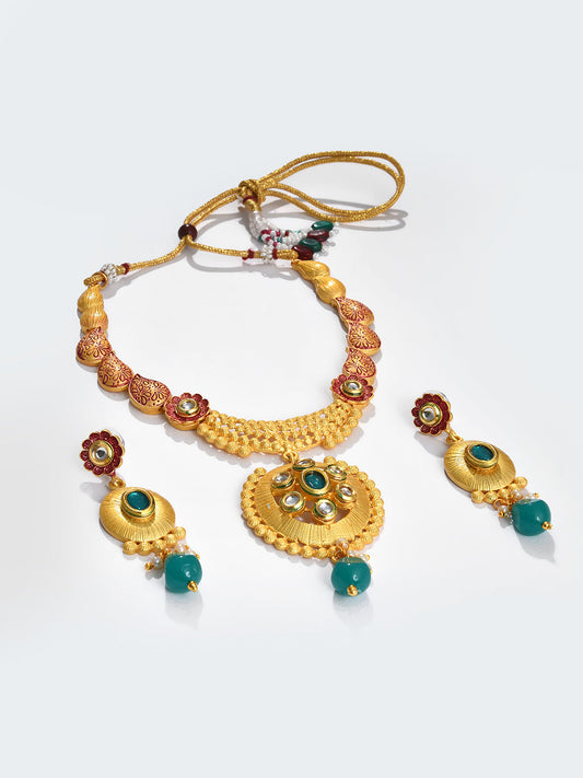 MULTI COLOURED MEENAKARI ROUNDED NECKLACE SET