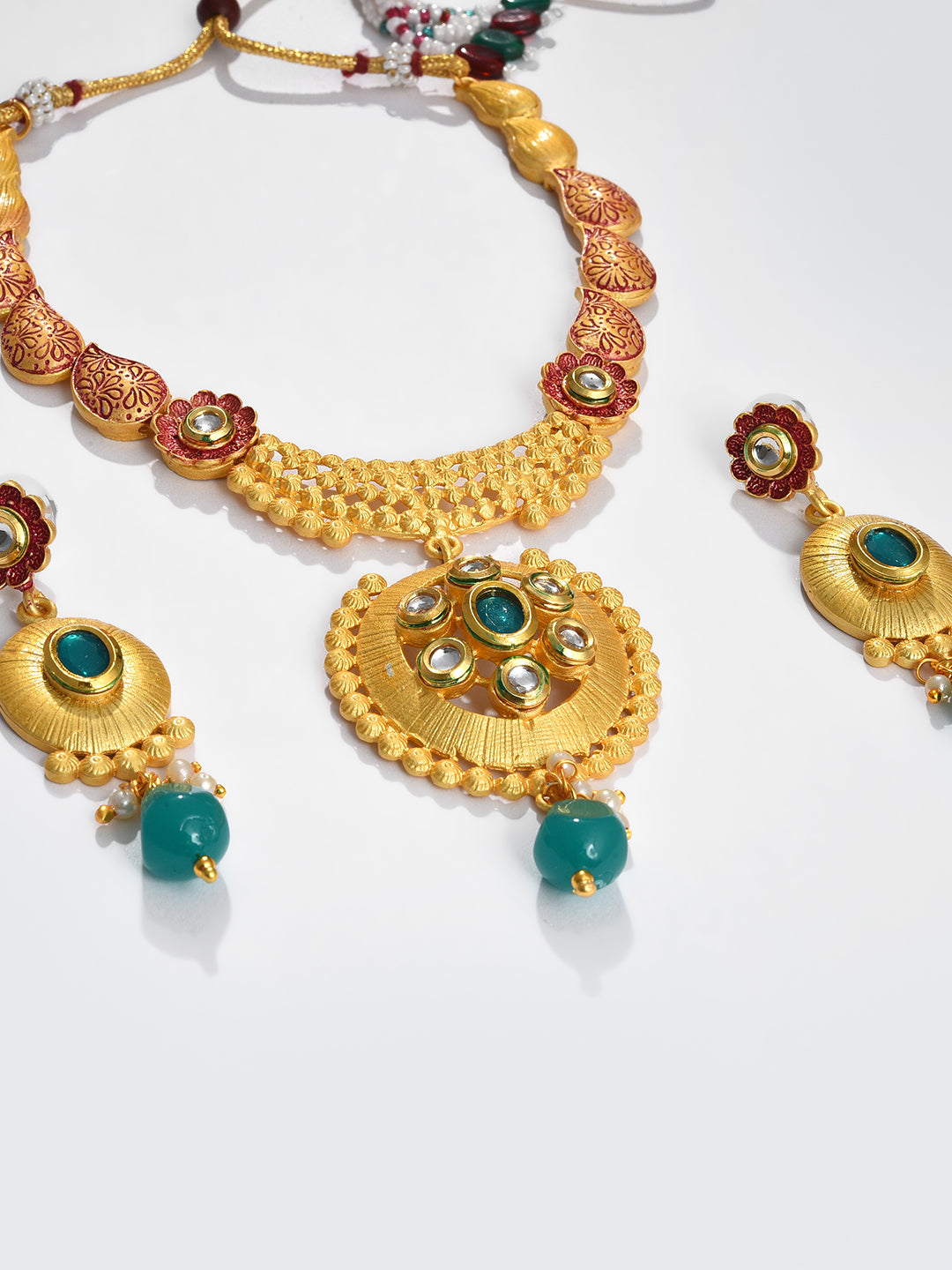 MULTI COLOURED MEENAKARI ROUNDED NECKLACE SET