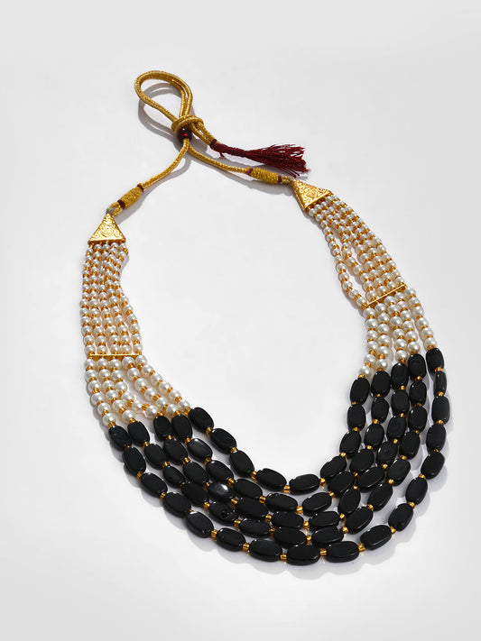 BLACK BEADED LAYERED NECKLACE