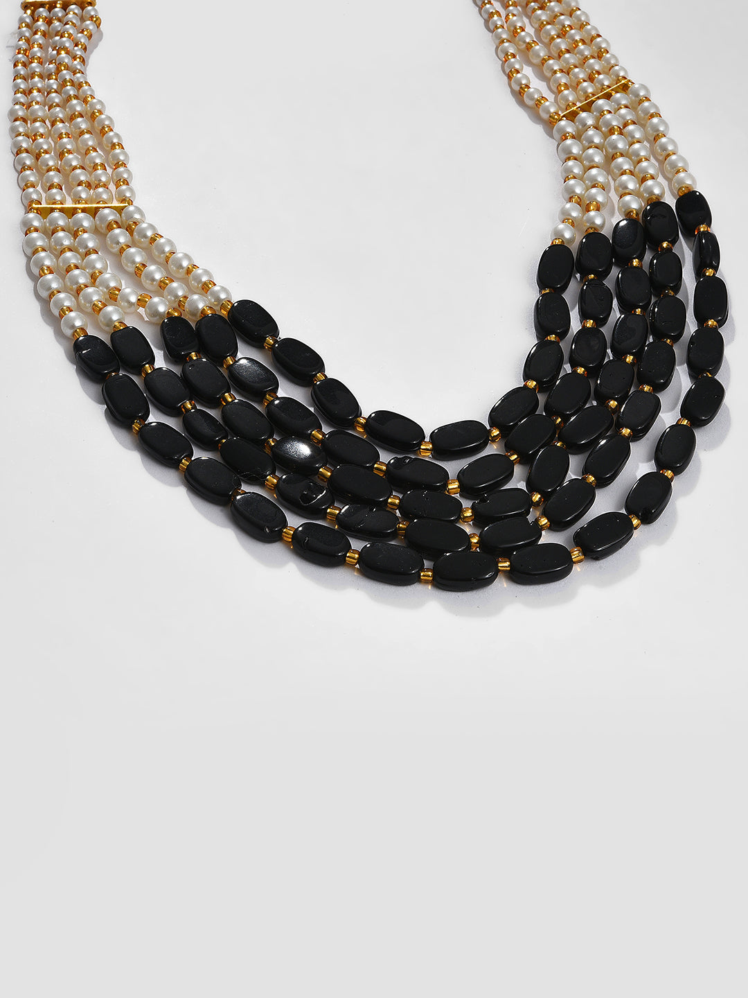 BLACK BEADED LAYERED NECKLACE