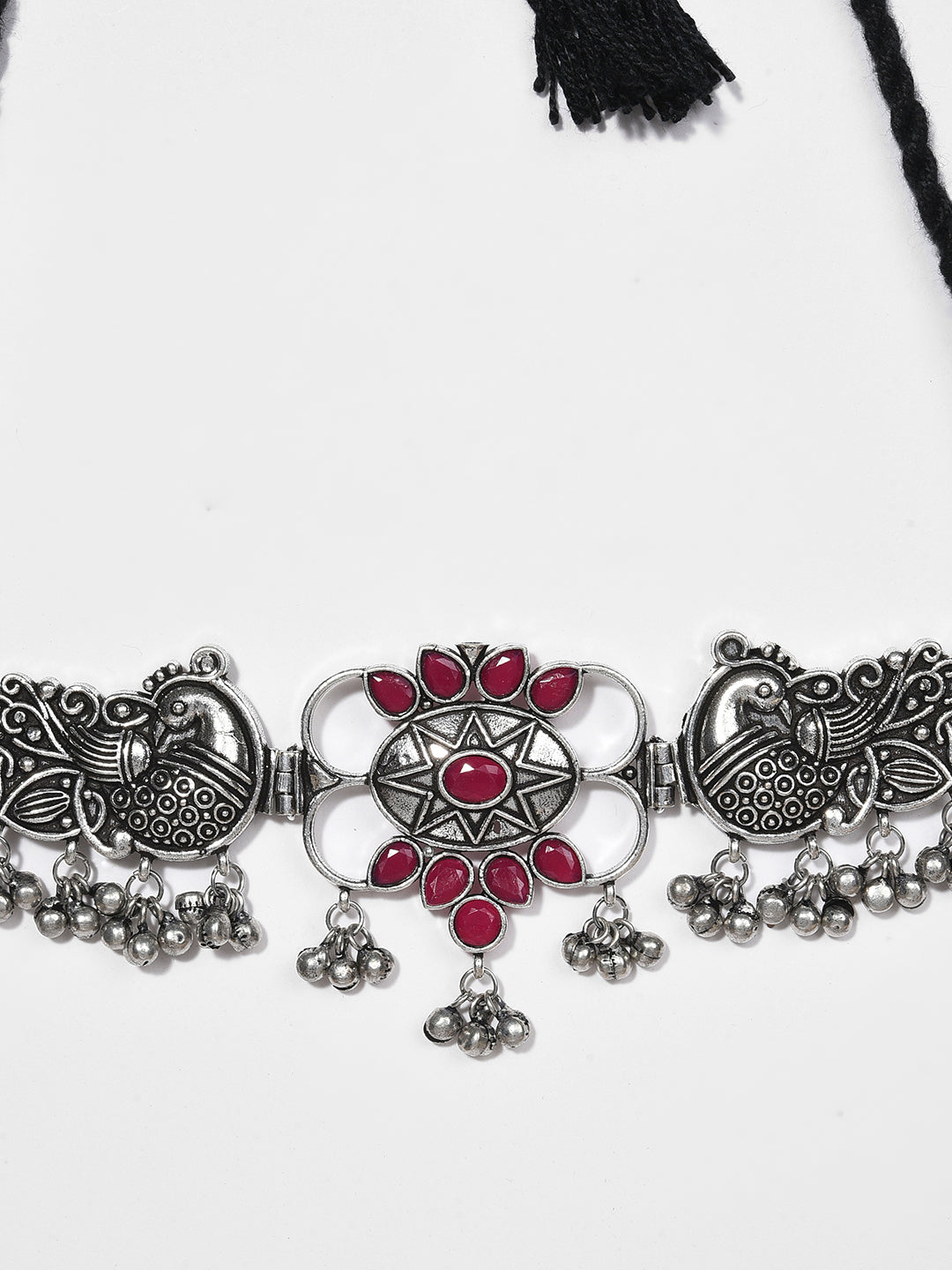 SILVER OXIDISED PEACOCK CHOKER